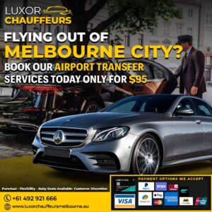 Premium chauffeur car waiting at Melbourne airport terminal